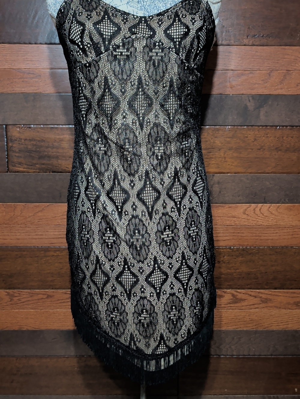 Y2K Chesley Black Lace Slip with Nude Underlay - Picture 3 of 10